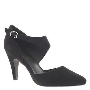 SIZE 10 BLACK HEELS SLINGBACK Crossover Heels Faux Suede  Side Buckle NEW IN BOX